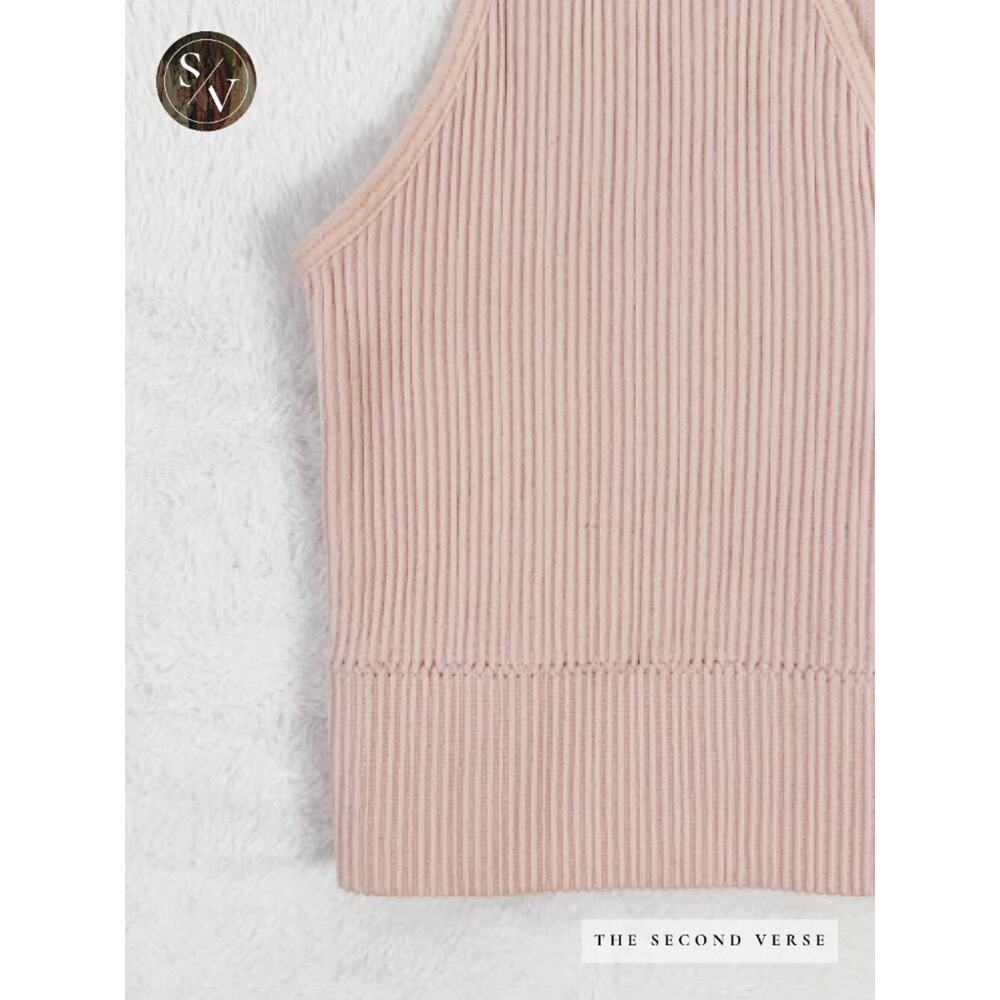 NWT Garage Stella Seamless Crop V-Neck Plunge Tank Top Light Pink Medium - Picture 8 of 8